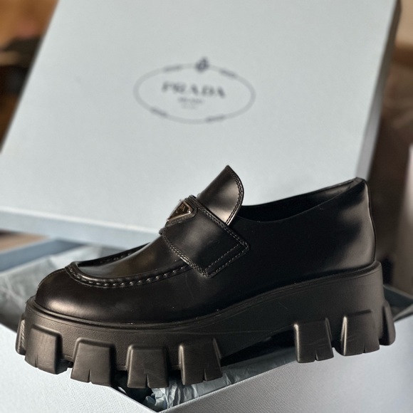 Prada Brushed Leather Loafers - Picture 4 of 4